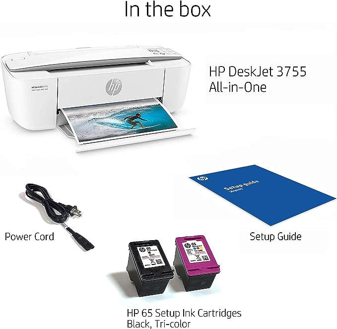 HP DeskJet 3755 Compact All-in-One Wireless Printer J9V91A - Stone Accent Like New