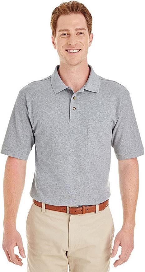 Harriton 6 oz. Ringspun Cotton Piqu Short-Sleeve Pocket Polo (M200P) New