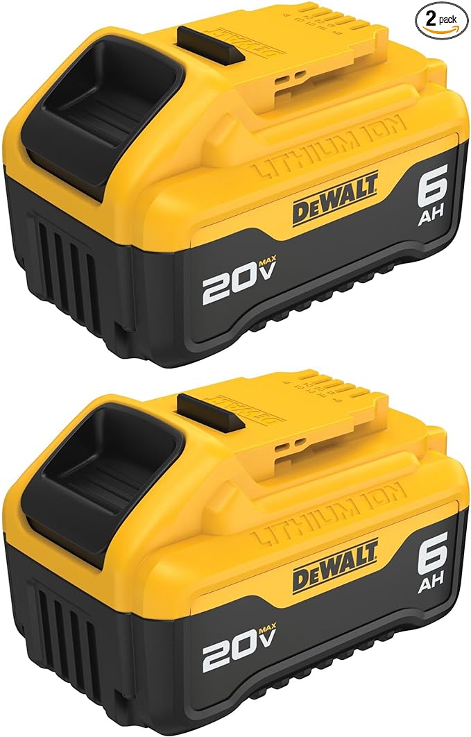 DEWALT 20V MAX 6 Ah Lithium Ion Battery 2 Pack DCB206-2 - Yellow Like New