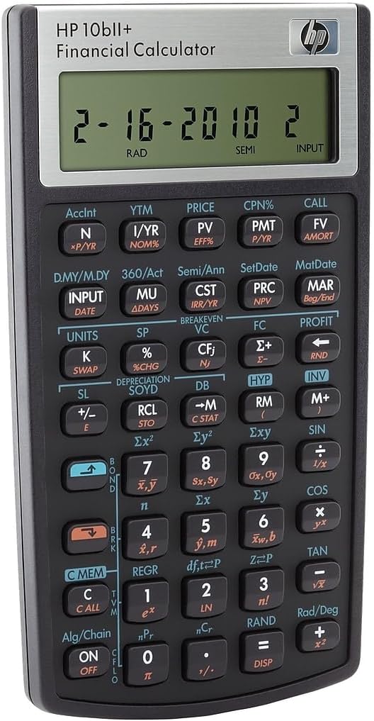 HP 10bII+ Financial Calculator, 12-Digit LCD NW239AA - Black New