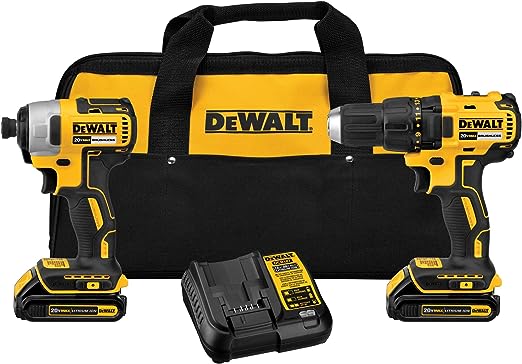 DEWALT 20V MAX Cordless Drill Impact Driver Power Tool Kit DCK277D2 - YELLOW Like New