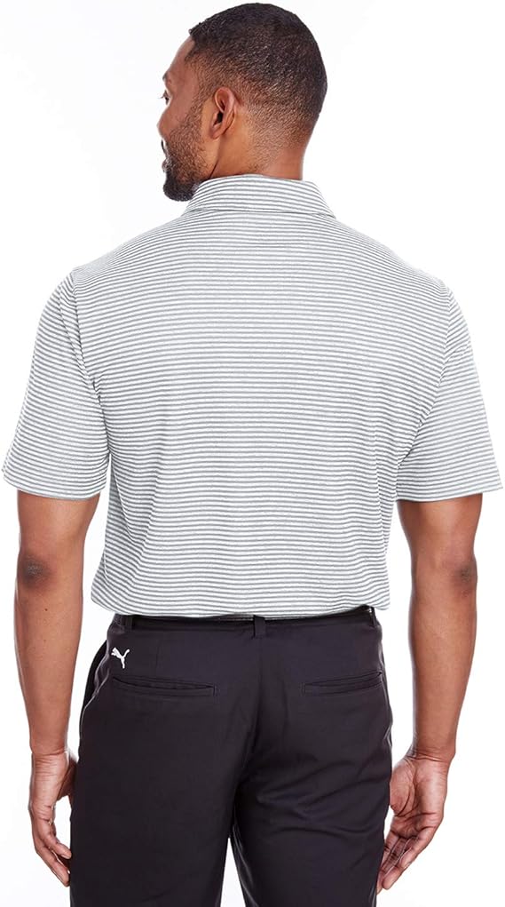 596804 PUMA Golf Men's Performance Striped Polo Golf Shirt - QUARRY HEATHER 2XL Like New