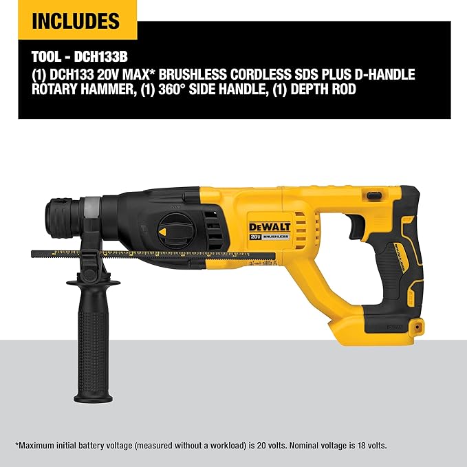 DEWALT 20V MAX* XR Rotary Hammer Drill D-Handle 1-Inch Tool Only - BLACK/YELLOW Like New