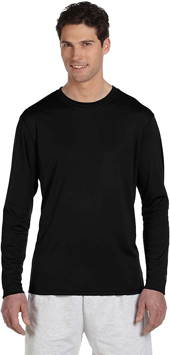 CW26 Hanes Champion Long Sleeve Dry Performance T-Shirt Black S Like New