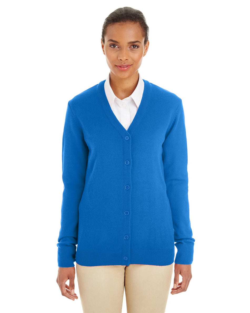 M425W Harriton Ladies' Pilbloc V-Neck Cardigan Sweater New