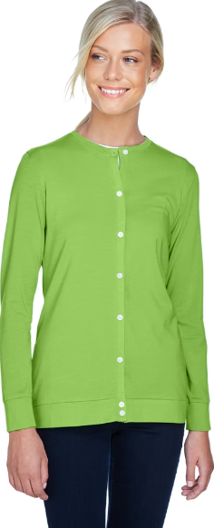 DP181W Devon & Jones Ladies' Perfect Fit Ribbon Cardigan Lime S Like New