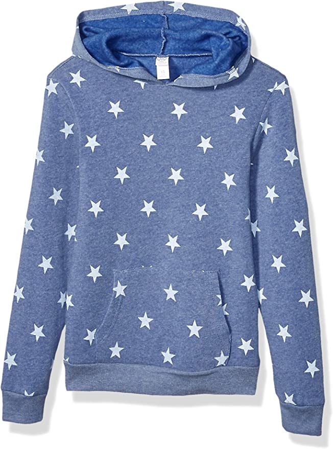 9595GB Hanes Alternative Unisex Youth Challenger Hoodie Pacific Blue Star L Like New