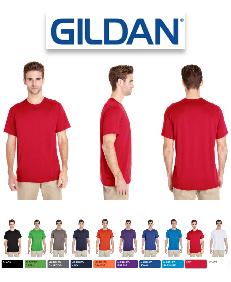 Gildan G470 Men's Tech Short-Sleeve Performance T-Shirt New