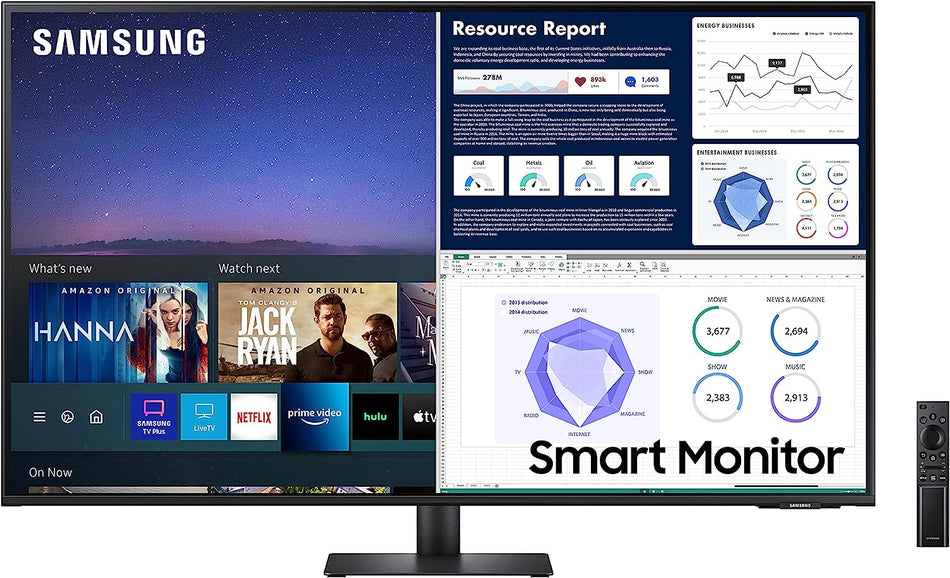 For Parts: Samsung M70 Smart 43 Inch Smart TV Apps 4K Monitor LS43AM702UNXZA CRACKED SCREEN