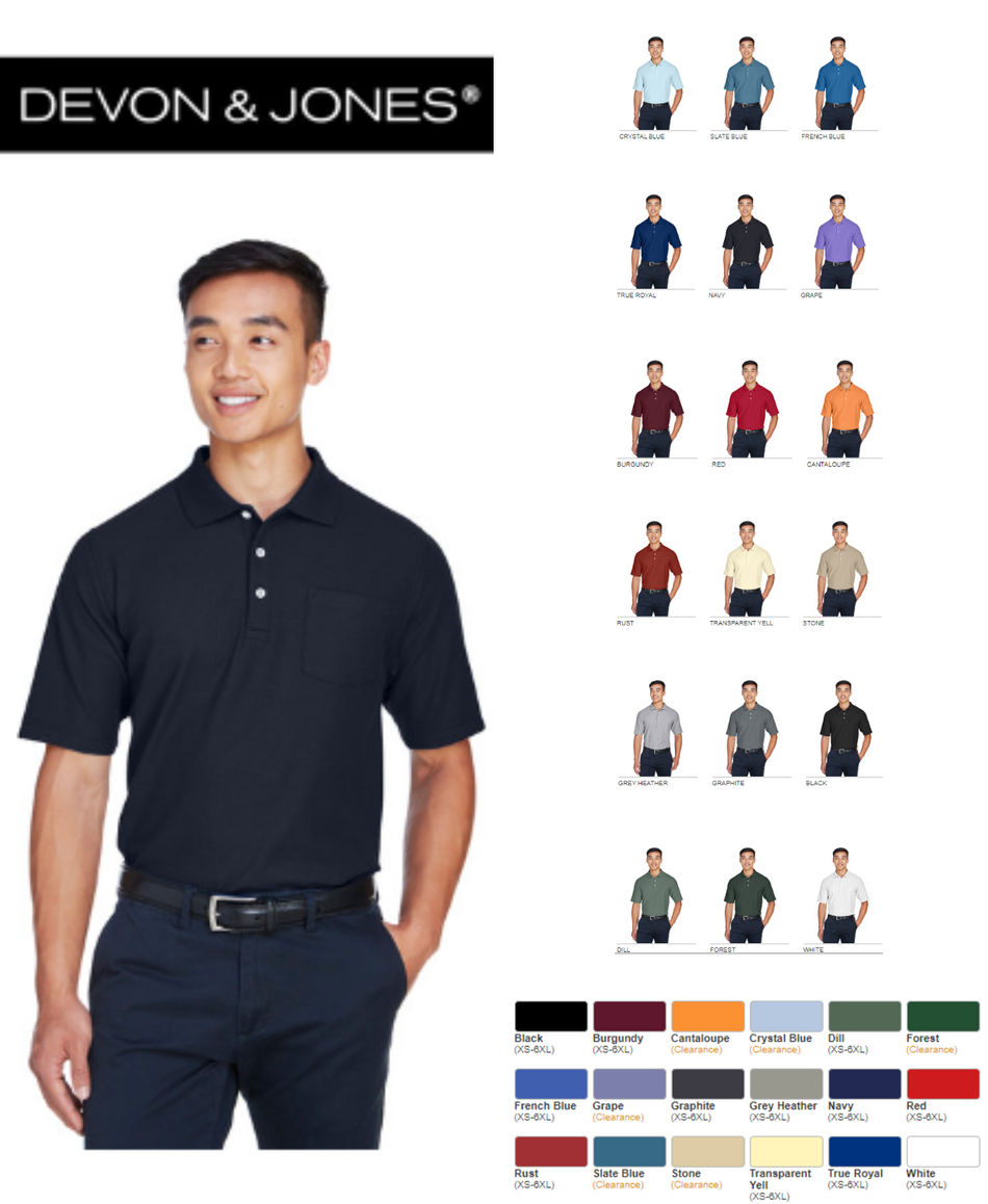 Devon & Jones DG150P Men's DRYTEC20 Performance Pocket Polo New