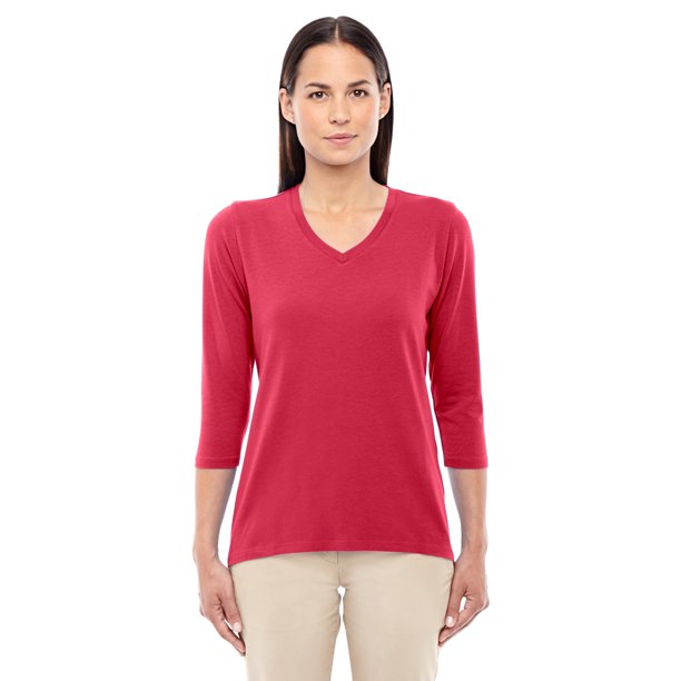 DP184W Devon & Jones Ladies' Perfect Fit Bracelet-Length V-Neck Top New