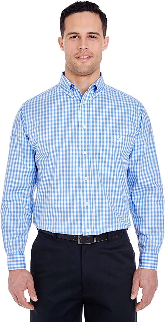 8385 UltraClub Men's Medium-Check Woven New