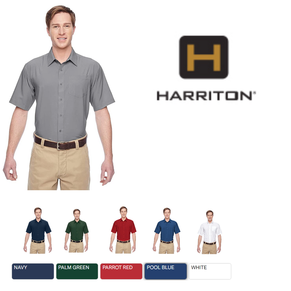 M610S Harriton Men's Paradise Short-Sleeve Performance Shirt New