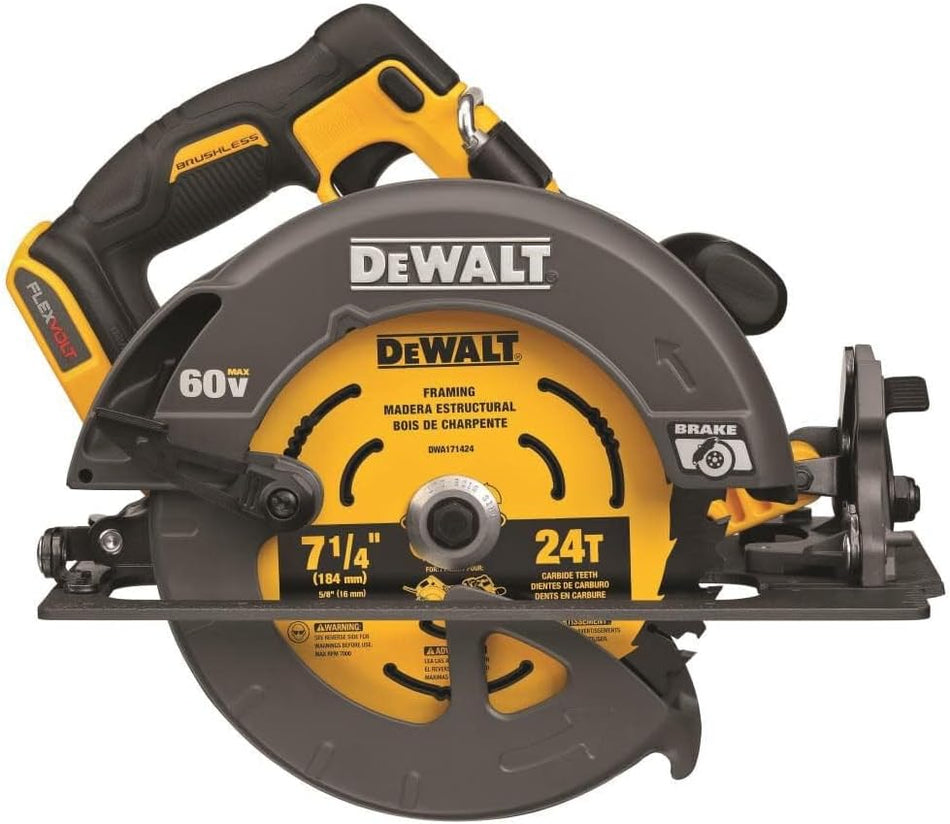 DEWALT FLEXVOLT 60V MAX CIRCULAR SAW WITH BRAKE 7-1/4-INCH - YELLOW/BLACK Like New