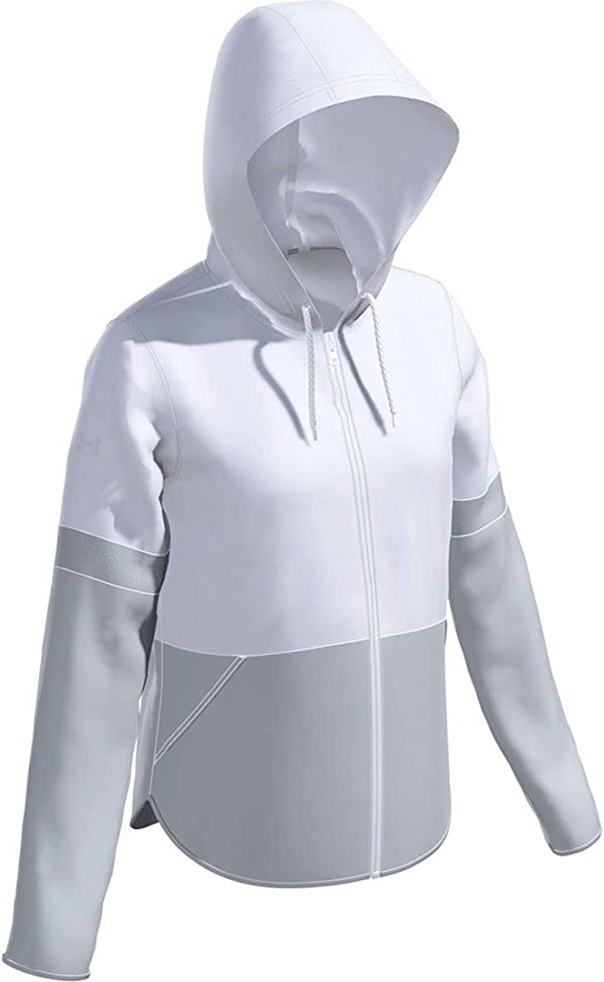 1343047 Under Armour Women's Squad Woven 2.0 Jacket White/Halo XL Like New