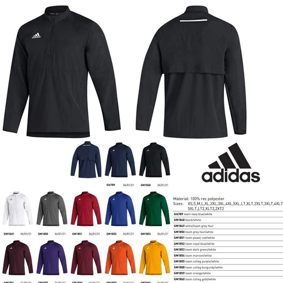 GM1848 Adidas Sideline 21 Long Sleeve 1/4 Zip New