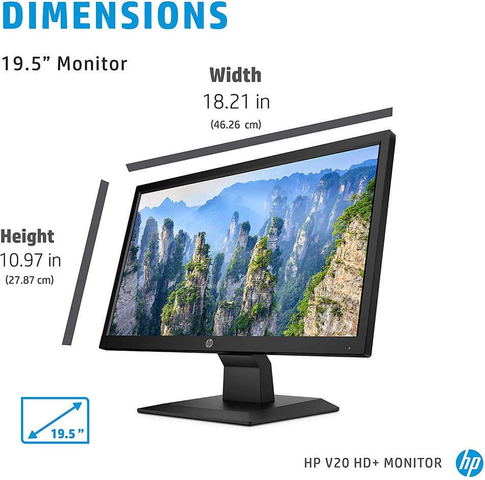 HP V20 19.5" Diagonal HD+ TN Panel Blue Light Settings 1H848AA Monitor