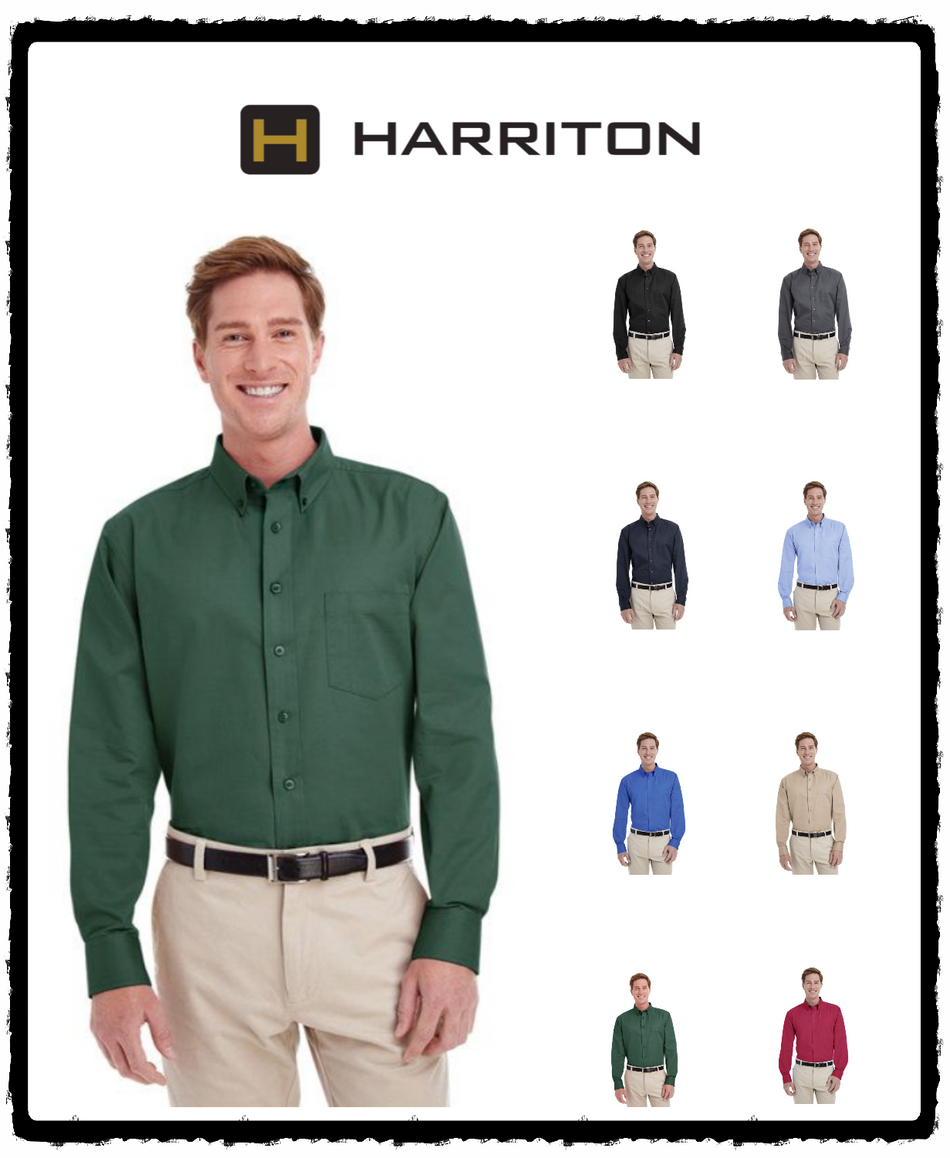 M581 Harriton Men's Foundation Long-Sleeve Twill Shirt with Teflon New