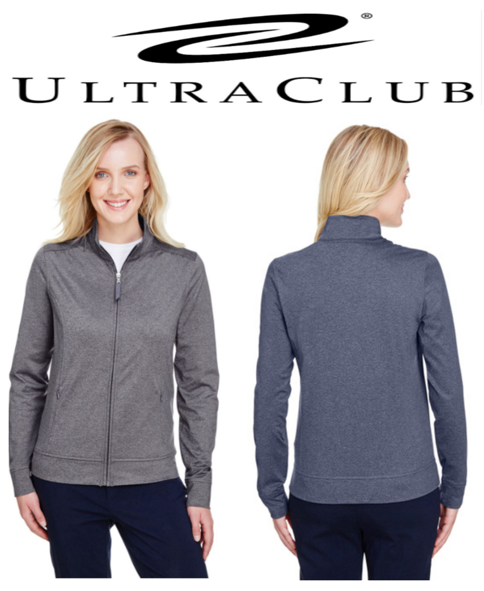 UC400W UltraClub Women's Navigator Heather Full-Zip New