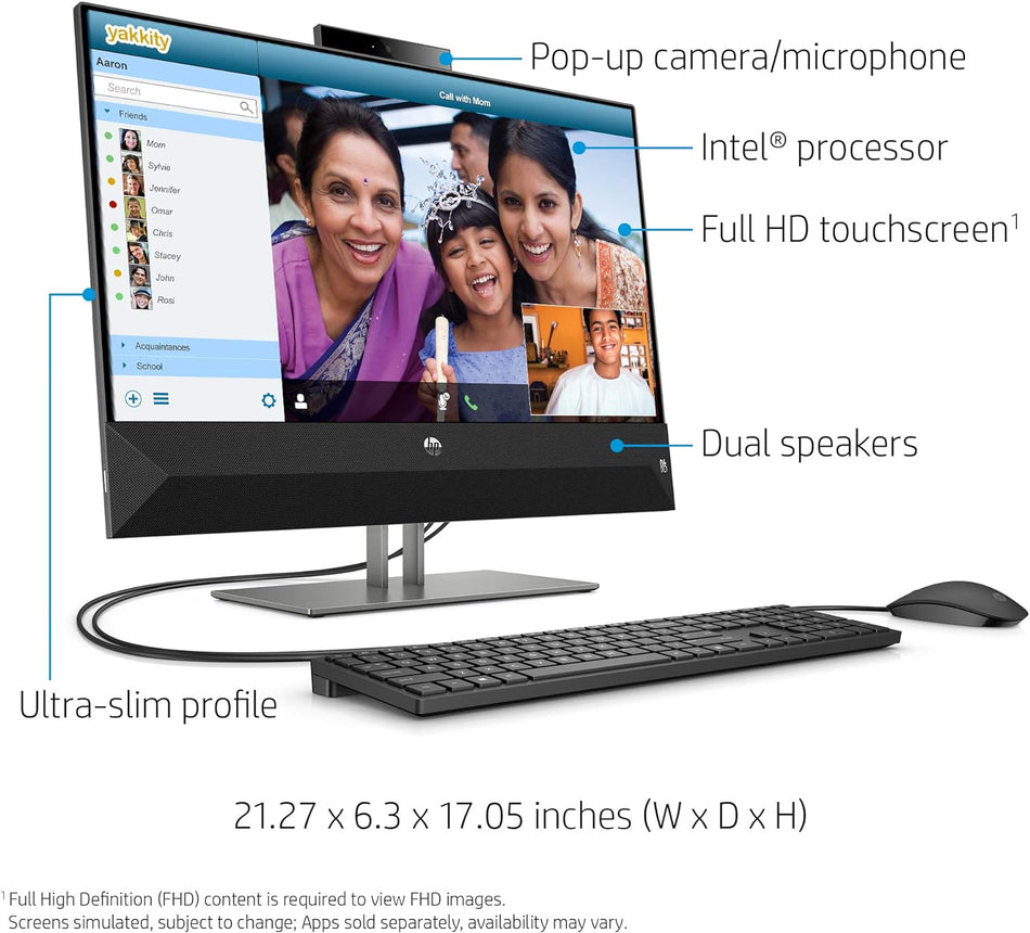 HP PAVILION AIO 24-XA0032 23.8" FHD TOUCH I5-9400T 12GB 512GB SSD - Black Like New