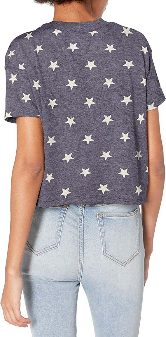 5114EA Hanes Alternative Women's Cropped T shirt Stars S Like New