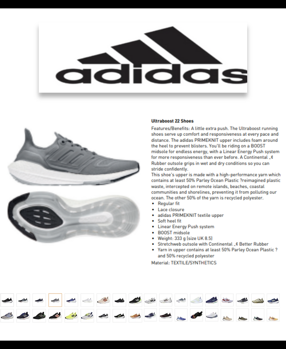 GX5460 Adidas Men's Ultraboost 22 Running Shoe