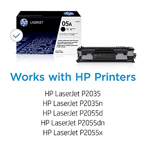 HP 05A Black Toner Cartridge | Works with HP LaserJet P2035, P2055 Series CE505A Like New