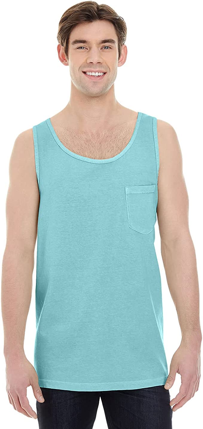 Comfort Colors 9330 Men's Pocket Tank Top New