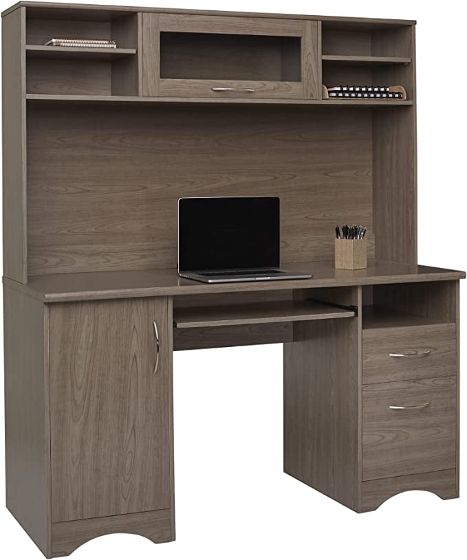 Realspace Pelingo 56” W Desk with Hutch 833142 - Gray Like New