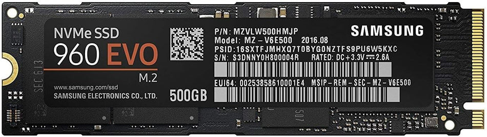 Samsung 960 EVO 500GB Solid State Drive (MZ-V6E500BW) m.2 NVMe,Hybrid Drive Like New