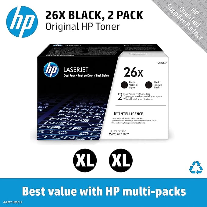 HP 26X Black High-yield Toner Cartridges 2-Pack HP LaserJet Pro CF226XD - Black New