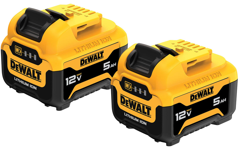 DEWALT 12V MAX 5Ah Battery, Lithium-Ion 2-Pack - Yellow Like New