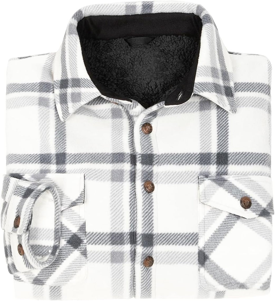 Z190625 ZENTHACE Men's Warm Sherpa Lined Fleece Plaid Flannel Jacket ICE 3XL New