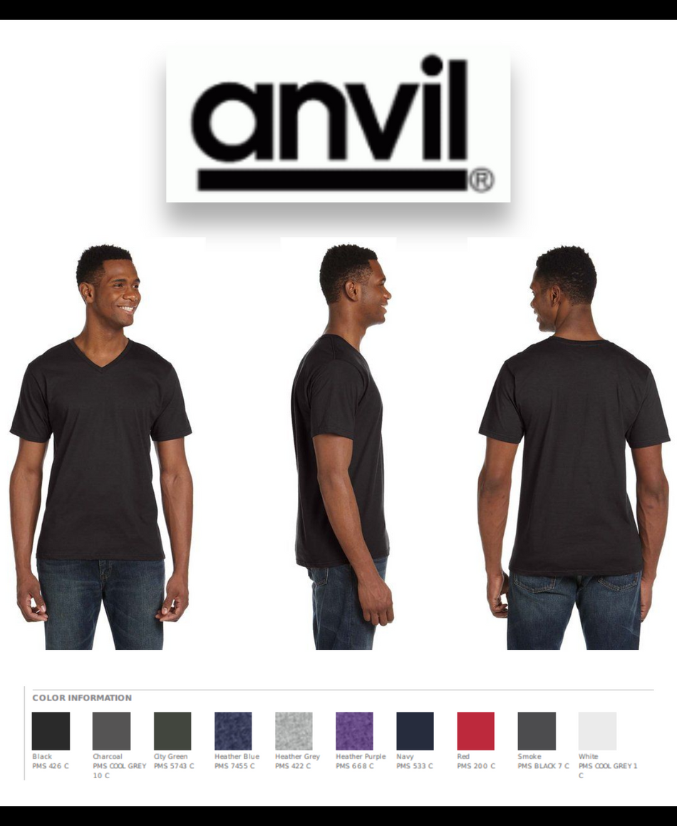 982 Anvil Adult Lightweight V-Neck T-Shirt New