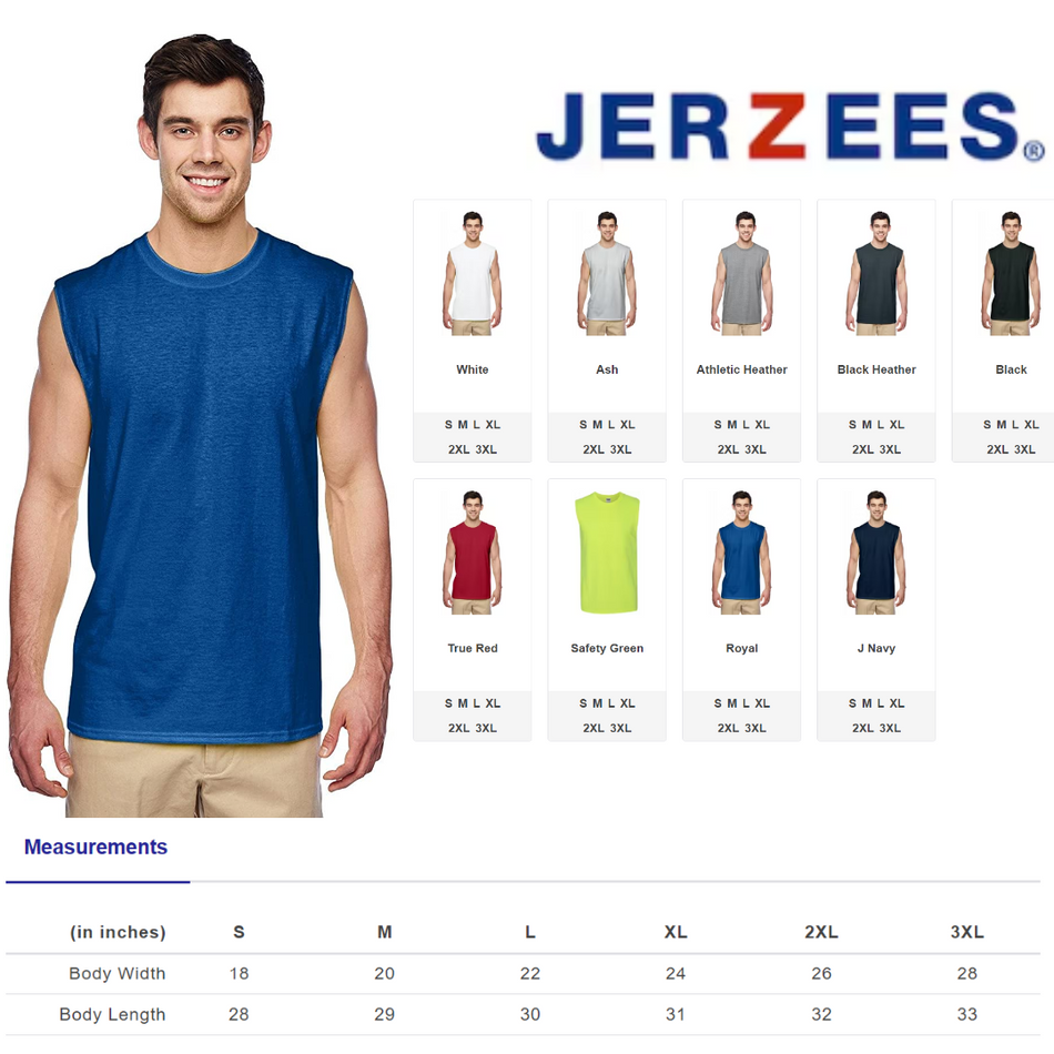 Jerzees 29SR Men's Sleeveless Shooter T-Shirt New