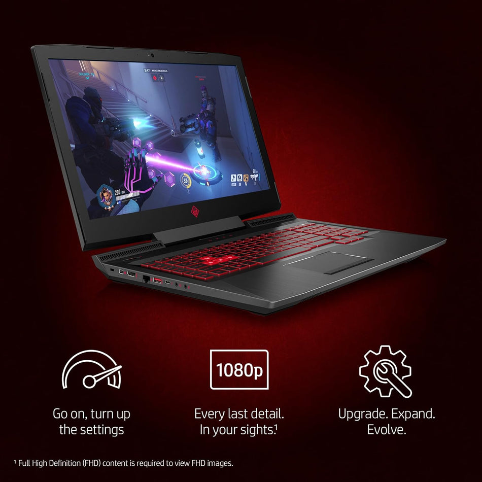 HP Omen 17-an120nr 17.3" FHD I7-8750H 16GB 128GB SSD 1TB HDD GTX 1060 - Black Like New