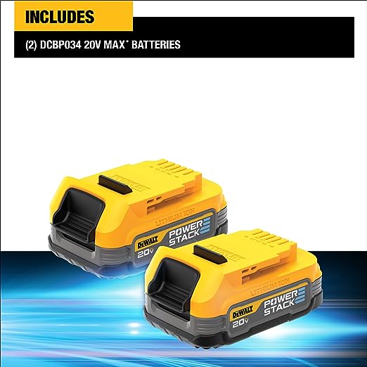 DEWALT 20V MAX POWERSTACK COMPACT BATTERY 2 PACK DCBP034-2 - Yellow