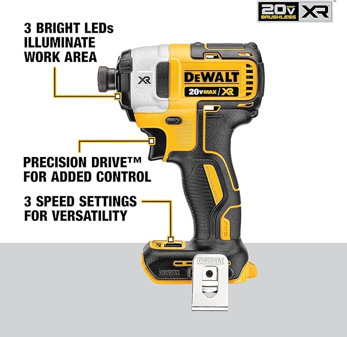 DCF887B 20V MAX XR 3-Speed 1/4 in. Impact Driver Tool Only - Yellow Like New