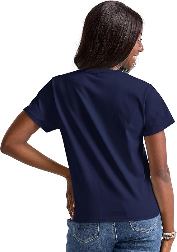 Hanes Essentials Women's Cotton T-Shirt, Classic Fit Athletic - Navy Like New