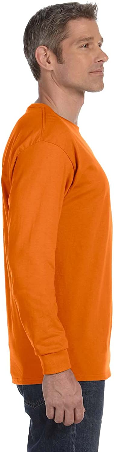 5586 Hanes Tagless ComfortSoft Long-Sleeve T-Shirt Safety Orange L Like New