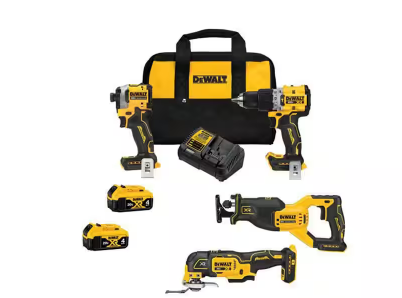 DEWALT 20V MAX Lithium Cordless Brushless 4 Tool Combo Kit DCK4050M2WH172B Like New