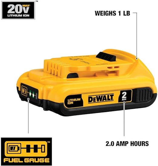 DEWALT 20V MAX Compact Lithium-Ion 2.0Ah Battery Pack DCB203 - BLACK/YELLOW Like New