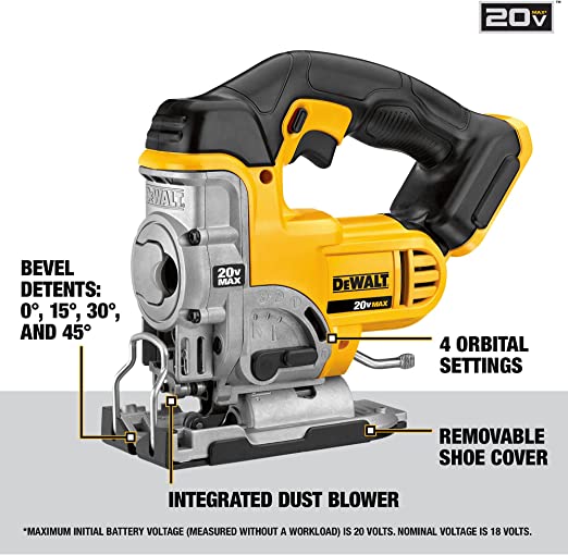 DEWALT 20V MAX XR Jig Saw 3,000 Blade Speed Motor DCS331B - Yellow