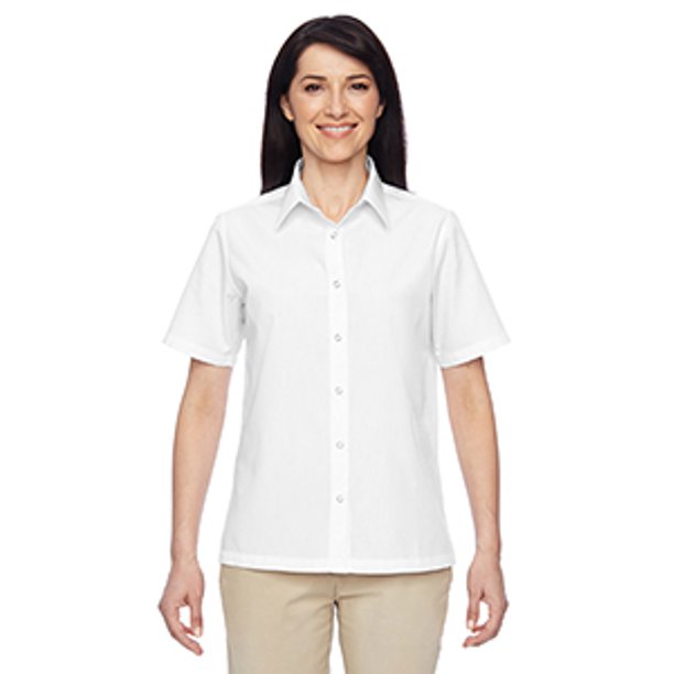 M545W Harriton Ladies Advantage Snap Closure Short-Sleeve Shirt New