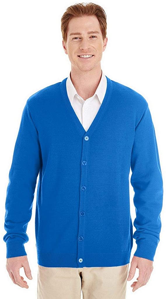 M425 Harriton Men's Pilbloc V-Neck Button Cardigan Sweater New