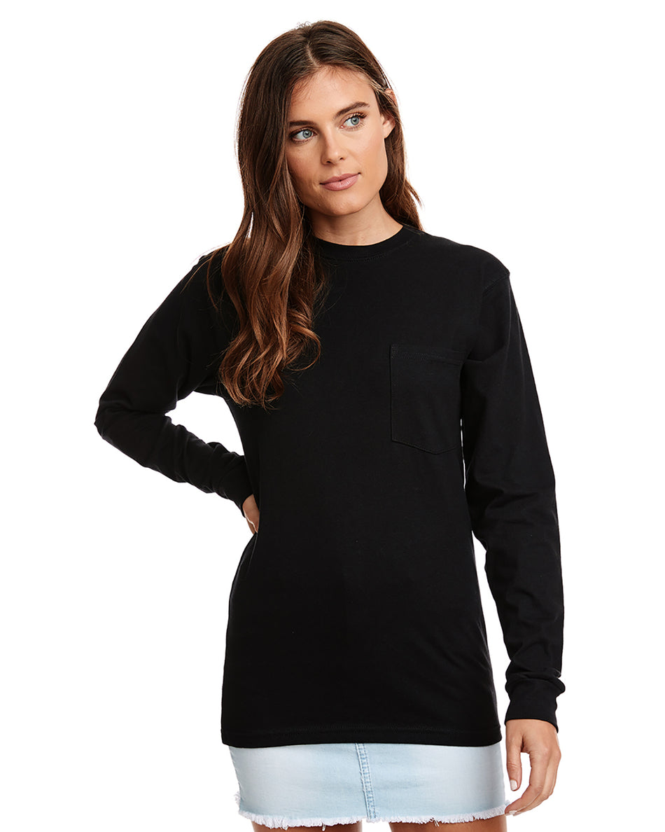 7451S NEXT LEVEL APPAREL UNISEX POWER L/S POCKET CREW New