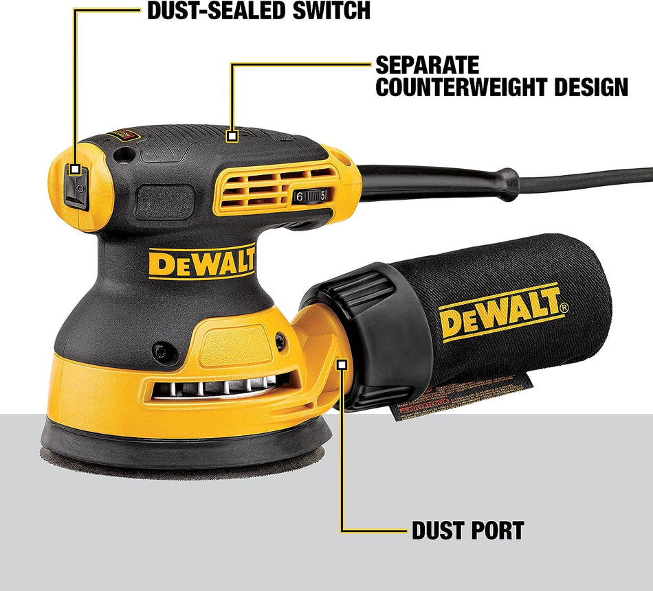 DEWALT Random Orbit Sander, Variable Speed, 5-Inch (DWE6423) -BLACK/YELLOW Like New